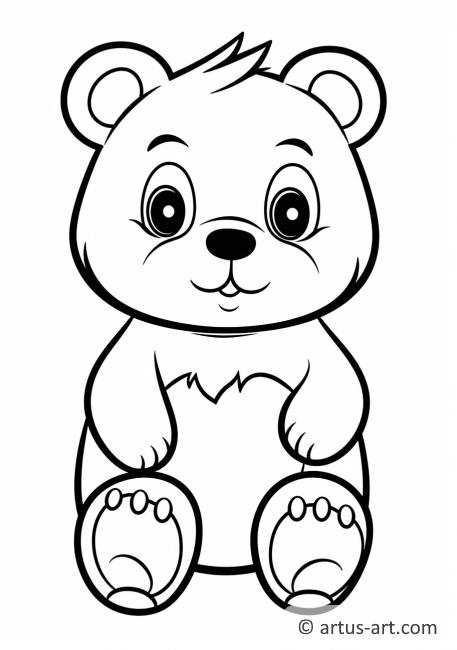Page de coloriage d'un mignon ours brun